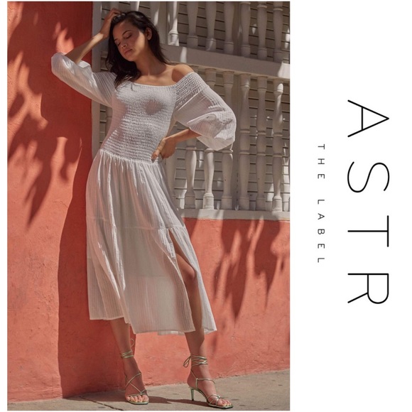 Astr Dresses & Skirts - ASTR The Label UTOPIA OFF SHOULDER MIDI DRESS